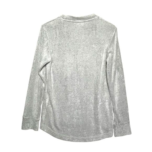 CHRISTMAS SWEATER Women’s Gray Merry & Bright Long Sleeve Fleece Top - Picture 3 of 3